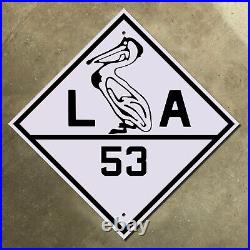 Louisiana state route 53 LaPlace Frenier highway road sign pelican 1930s 18x18