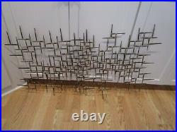 MCM Brutalist Metal Wall 3D Nails Sculpture Abstract USA signed Dexter Vtg 44¼W