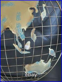 MCM SIGNED C Jere WORLD GLOBE MAP Wall METAL ART BRUTALIST Sculpture VTG 54