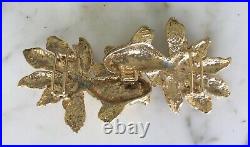 MIMI DI N Signed Fighting Koi Fish Gold Metal 7 Long Huge Belt Buckle Vintage