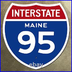 Maine interstate route 95 Portland Augusta highway marker 1957 road sign 12x12