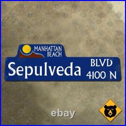 Manhattan Beach California Sepulveda Boulevard street road sign 32x10 Manhattan Beach California Sepulveda Boulevard street road sign 32x10