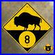 Manitoba_provincial_highway_8_road_route_sign_Canada_1926_bison_buffalo_12x12_01_dea