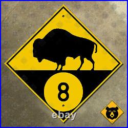 Manitoba provincial highway 8 road route sign Canada 1926 bison buffalo 12x12