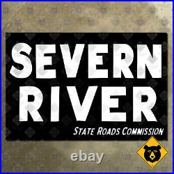 Maryland Severn River highway road sign 1944 Anne Arundel Chesapeake Bay 21x14