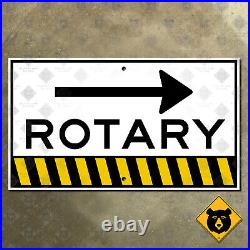 Massachusetts rotary warning road sign traffic circle roundabout stripes 42x24