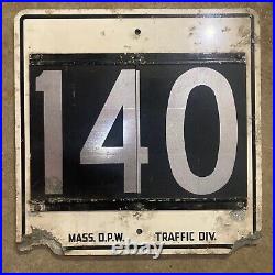 Massachusetts state road 140 route marker highway sign shield 1947 aluminum 16