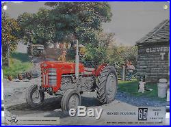 Massey Ferguson Mf 65 Mf65 Tractor Old Vintage Farmyard Scene Metal Wall Sign