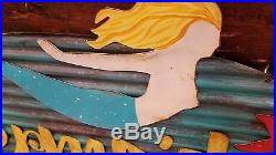 Mermaid Mid-Century Retro Painted Metal Sign FREE SHIPPING