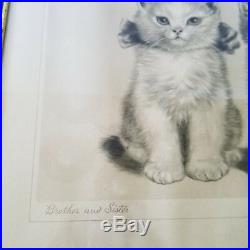 Meta Pluckebaum Brother and Sister Kittens Print 12X16 Metal Frame Cat Vintage