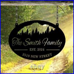 Metal Address Sign for Lodge, Lake Homes or Cottages Forest & Mountain Sign