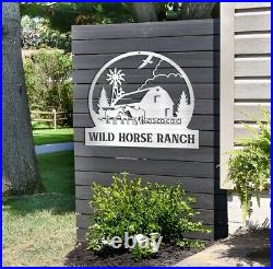 Metal Farm Barn Sign, Custom Farmhouse Sign, Personalized Horse Family Name Sign
