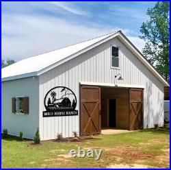 Metal Farm Barn Sign, Custom Farmhouse Sign, Personalized Horse Family Name Sign