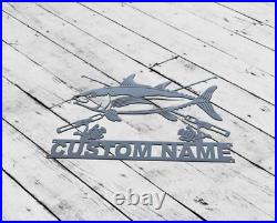 Metal Fish Sign, Custom Fishing Metal Sign, Tuna Fishing Sign, Bass Fishing Sign