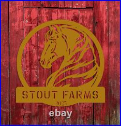 Metal Horse Farm Sign w Year Metal Horse Farm Sign w Year