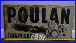 Metal Sign Poulan Chain Saw Chainsaw Scioto OH 1963 Vintage Original Advertise