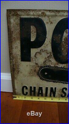Metal Sign Poulan Chain Saw Chainsaw Scioto OH 1963 Vintage Original Advertise