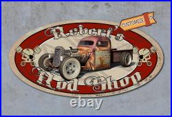 Metal Signs Custom Made And Personalizedcustom Rat Rod Sign On Vintage Metal