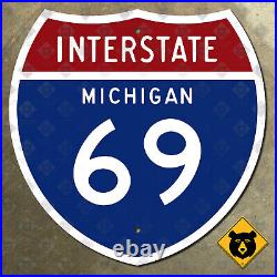 Michigan Interstate route 69 highway marker road sign Lansing Flint 1957 18x18