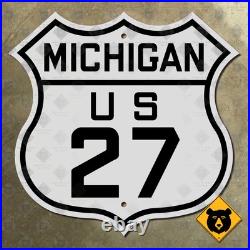 Michigan US route 27 highway marker road sign Lansing St. Ignace 1926 16x16 Michigan US route 27 highway marker road sign Lansing St. Ignace 1926 16x16