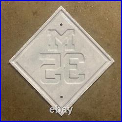 Michigan road M 35 state route marker highway sign shield 17 embossed 1930s