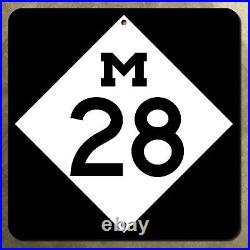 Michigan state route M-28 Sault Ste. Marie highway marker road sign 1969 16x16