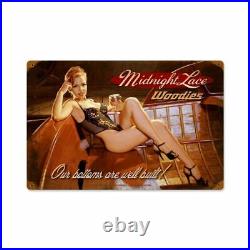 Midnight Lace Woodie Classy Pin Up Metal Sign by Greg Hildebrandt