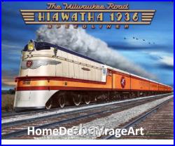 Milwaukee Railroad Hiawatha 1936 Metal Sign Vintage Style Train Room Art