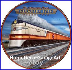Milwaukee Railroad Hiawatha 1936 Metal Sign Vintage Style Train Room Art