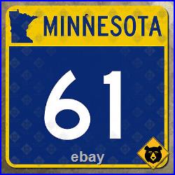 Minnesota State Highway 61 route marker road sign Duluth revisited 12x12