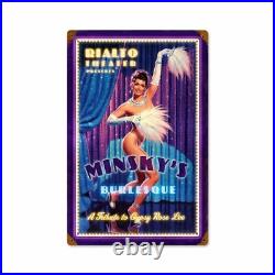 Minsky's Burlesque Rialto Theater Showgirl Pin Up Metal Sign by Greg Hildebrandt