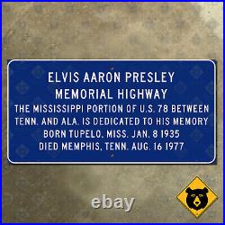 Mississippi Elvis Presley Memorial Highway road sign highway marker US 78 16x8