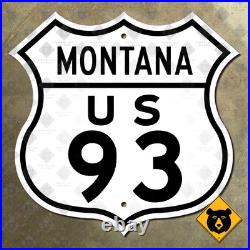 Montana US Highway 93 route shield road sign Missoula Kalispell 1955 12x12