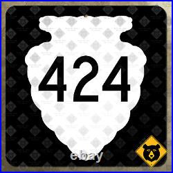 Montana secondary highway 424 road sign arrowhead Kalispell Whitefish 12x12