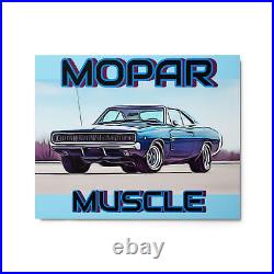 Mopar Metal sign of a Dodge Charger. Muscle car wall art and mancave decor