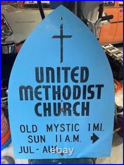 Mystic Methodist Church Metal Sign Street Road Art Religious Decor Signs Vintage