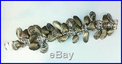 NAPIER Seashell Charm Bracelet Vintage 1960s Signed Clam Oyster Shell Silvertone