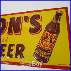 NOS MASON'S OLD FASHIONED ROOT BEER VINTAGE ADVERTISING Sign Metal SUPER
