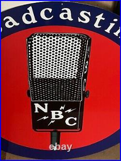 National Broadcasting Casting Nbc Ad Advertising Metal Sign Microphone