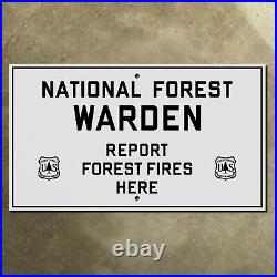 National Forest Warden Report Fires Here highway road sign USFS Service 21x12
