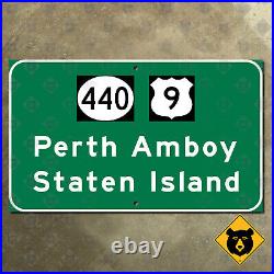 New Jersey Perth Amboy, Staten Island guide sign route 440 US 9 highway 35x21