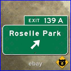 New Jersey parkway exit 139A Roselle Park road sign Garden 22x13