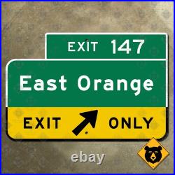 New Jersey parkway exit 147 East Orange highway road sign Garden 15x10