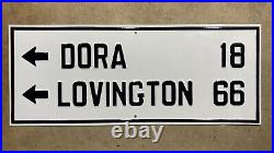 New Mexico highway guide sign Dora Lovington road embossed 1920s 36x15 0536