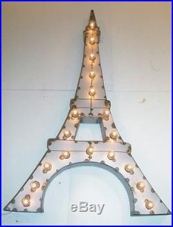 New Paris Eiffel Tower Vintage Industrial Metal Sign Light Sculpture Statue Art