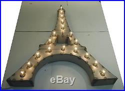 New Paris Eiffel Tower Vintage Industrial Metal Sign Light Sculpture Statue Art