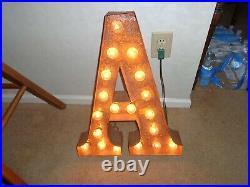 New Rustic Metal Letter A Light Marquee Sign Wall Decoration 24 Vintage