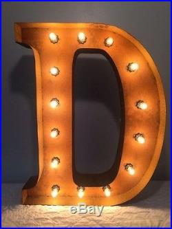 New Rustic Metal Letter D Light Marquee Sign Wall Decoration 24 Vintage