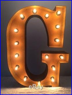 New Rustic Metal Letter G Light Marquee Sign Wall Decoration 24 Vintage
