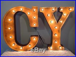 New Rustic Metal Letter K Light Marquee Sign Wall Decoration 24 Vintage (Knox)